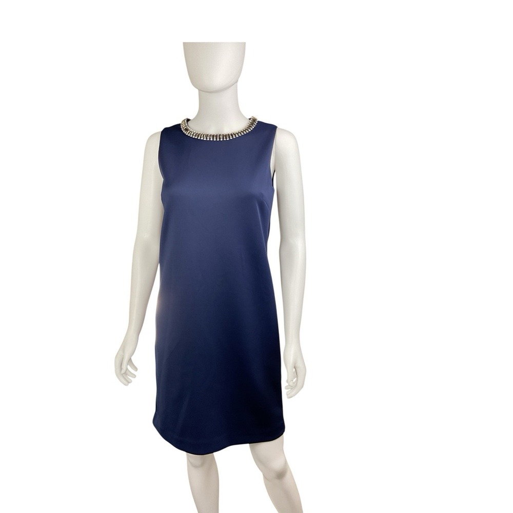 Cynthia Rowley Navy Blue Scuba Gem Embellished Sheath‎ Dress Sz2